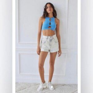 BDG Carrie Denim Short In Ivory Combo Size 25